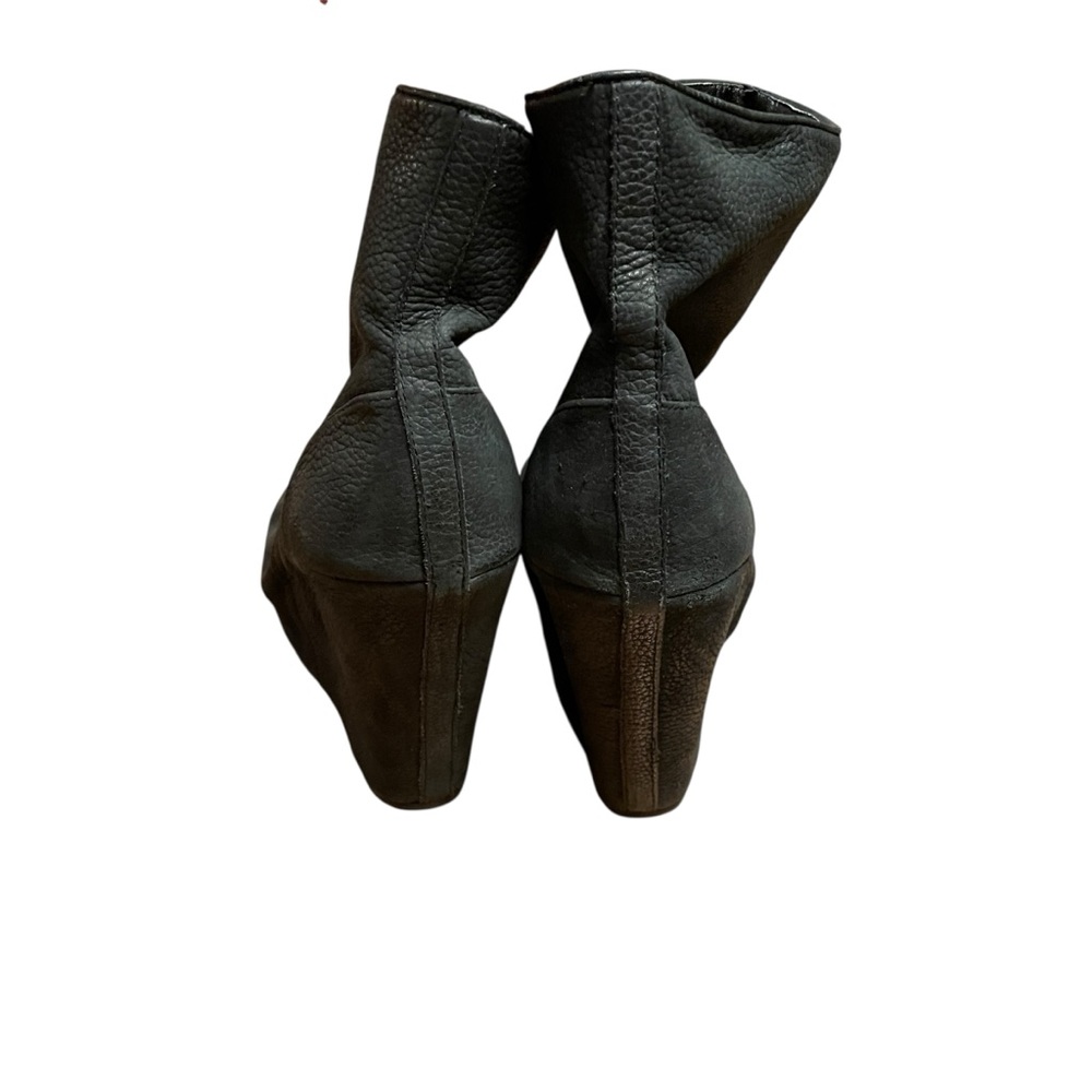 Trouve Black Leather Ankle Wedge Booties women size 11 free shipping - Picture 5 of 6
